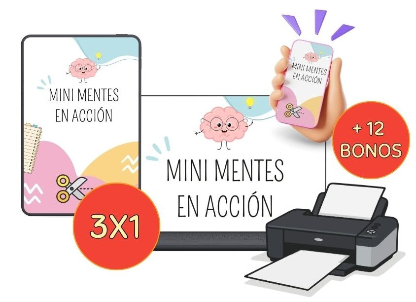 🧠 Mini Mentes en Acción 3x1 + 12 bonos de regalo 🎁 50%OFF!